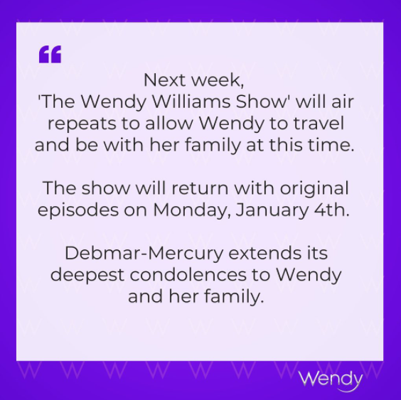 An official statement by the Wendy show. 